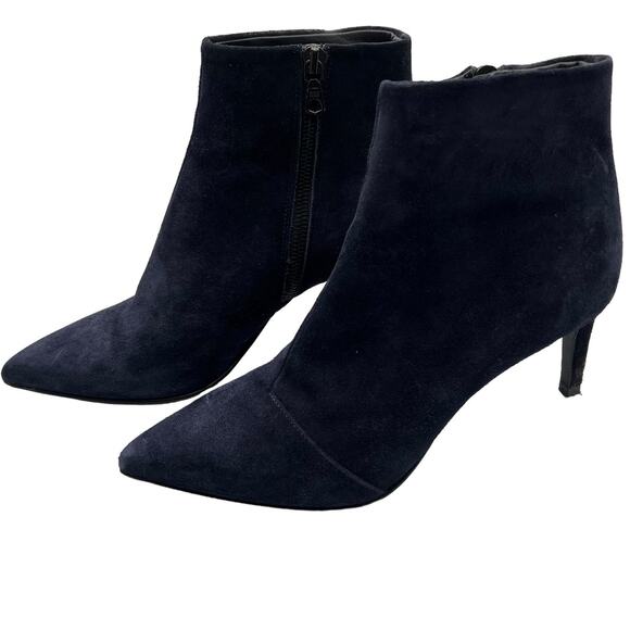 Rag & Bone Blue Suede Leather 3" Stiletto Heeled Moto Ankle Boots Zips Size 7 - Picture 2 of 16